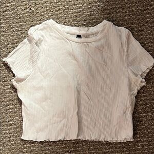 SHEIN Cream Ribbed Crop Top